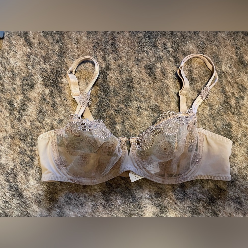 Simone Perele Delice Embroidered Bra Size 36C Made in France
